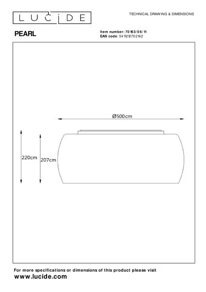 Lucide PEARL - Flush ceiling light - Ø 50 cm - 6xG9 - Chrome - technical